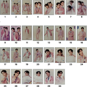 A reference photo with all 30 general photos from the Jimmy Sea Dreamscape Fancon random photocard collection.