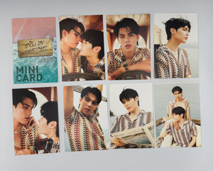 Image of the minicards.
Card 1: Mini card with a top down view of the beach
Card 2: Fort and Peat facing each other, nearly kissing
Card 3: Fort facing the camera while leaning on steering wheel
Card 4: Peat looking out at the ocean
Card 5: Fort Peat looking at each other
Card 6: Fort looking at the camera while hanging
Card 7: Peat looking at the camera while leaning back
Card 8: Peat sitting between Fort's legs while Fort looks at the camera