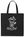 One side of the black canvas tote bag featuring a white graphic print of a cartoon character and the text 'Fort Peat' and 'YESTERDAY FAN MEETING IN NYC' on the front, set against a plain white background.